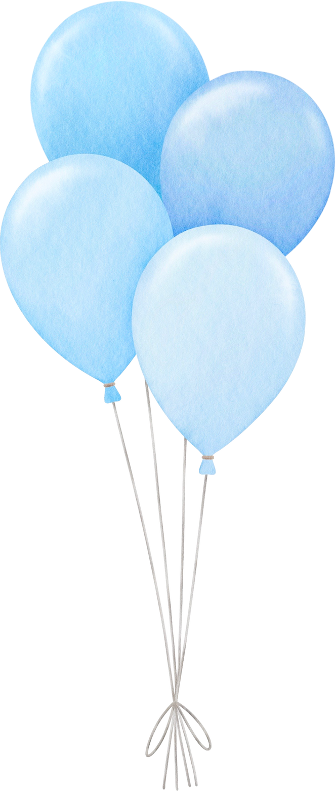 Watercolor blue balloons